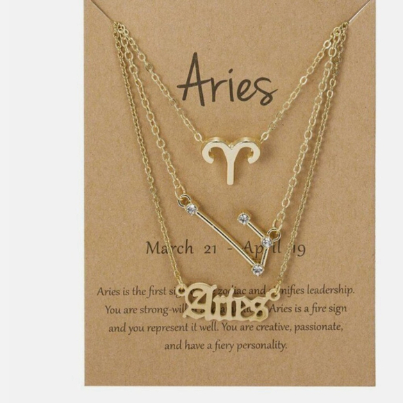Aries Zodiac Symbol Gold Necklace - Picture 1 of 1